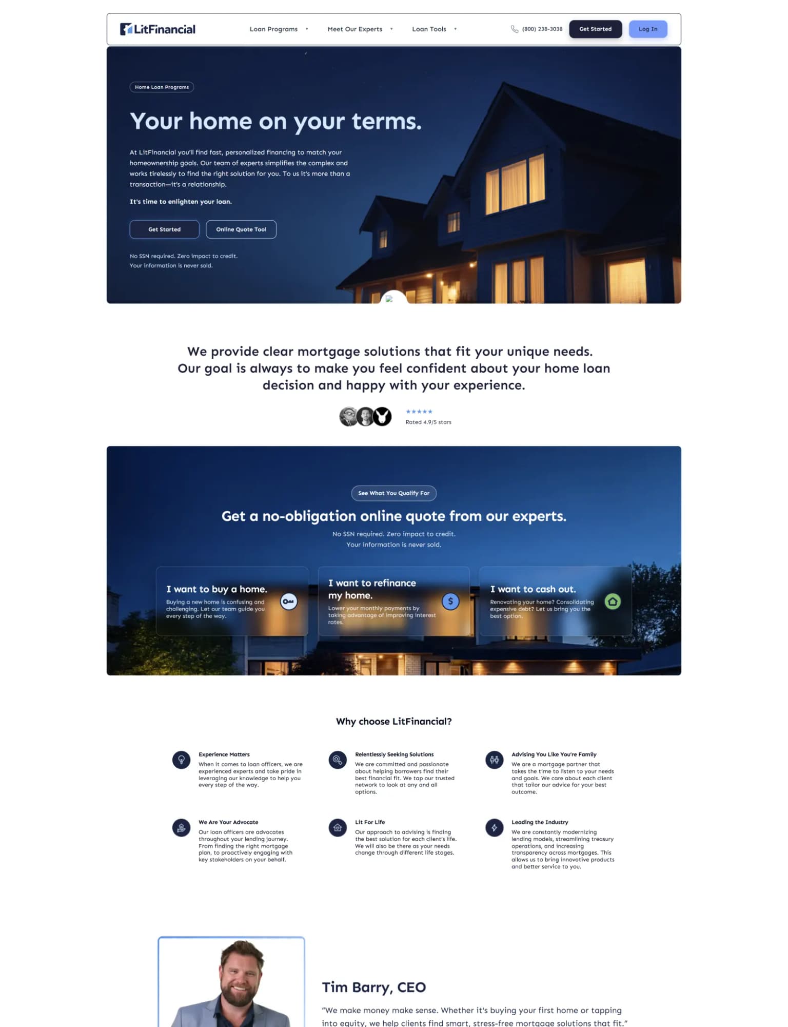 Lit Financial website screenshot